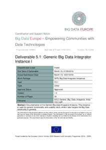 Coordination and Support Action  Big Data Europe – Empowering Communities with Data Technologies Project Number: 644564