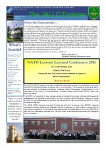 JOINT ANALYSIS AND LESSONS LEARNED CENTRE LISBON, PORTUGAL Volume 6 Issue 1 April 2015