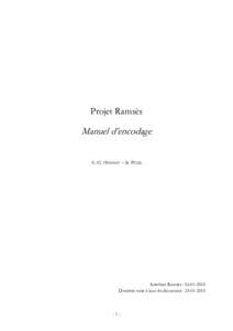 Projet Ramsès  Manuel d’encodage A.-Cl. HONNAY – St. POLIS  Interface Ramsès : 