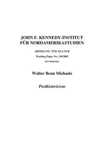 JOHN F. KENNEDY-INSTITUT FÜR NORDAMERIKASTUDIEN ABTEILUNG FÜR KULTUR Working Paper No[removed]ISSN[removed]