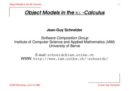 Object Models in the πL-Calculus  1. Object Models in the πL -Calculus