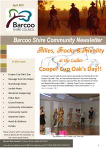 AprilBarcoo Shire Community Newsletter Fillies, Frocks &Frivolity at the Ladies