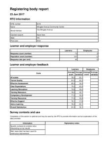 Registering body report 23 Jun 2017 RTO Information NTIS number  6419
