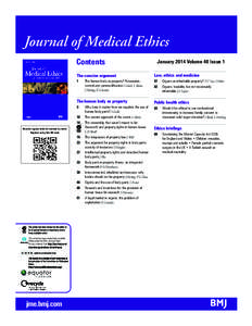 Journal of Medical Ethics Contents January 2014 Volume 40 Issue 1  The concise argument