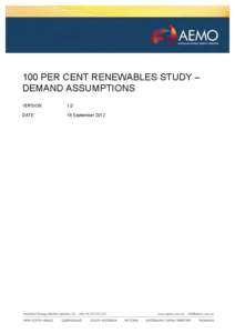 100 per cenT Renewables study – Demand assumptions