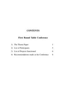 CONTENTS First Round Table Conference 1) The Theme Paper 1