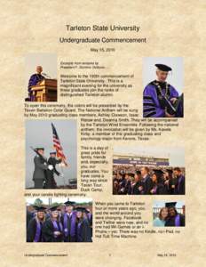 Tarleton State University Undergraduate Commencement May 15, 2010 Excerpts from remarks by President F. Dominic Dottavio….