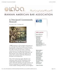 Illegal speech in the United States / Censorship / Hate crime / Freedom of speech / Human rights / Law / Hate speech / IABA / Politics / Iranian American Bar Association / Imminent lawless action / Fighting words