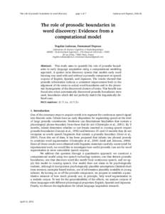 The role of prosodic boundaries in word discovery  page 1 of 7 Ludusan and Dupoux, JASA-EL