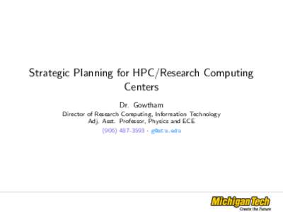 Strategic Planning for HPC/Research Computing Centers