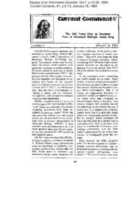 Essays of an Information Scientist, Vol:7, p.12-20, 1984 Current Contents, #1, p.5-13, January 16, 1984 I Number