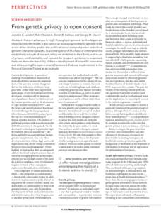 Perspectives  Nature Reviews Genetics | AOP, published online 1 April 2008; doi:nrg2360 Science and society