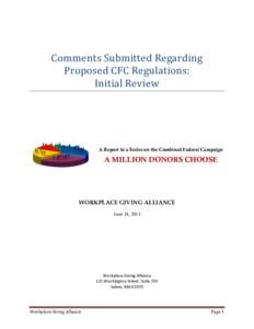 Comments Submitted Regarding Proposed CFC Regulations: Initial Review A Report in a Series on the Combined Federal Campaign