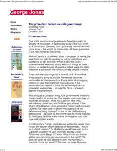 George Jonas | The protection racket we call government  Home Journalism Books Biography