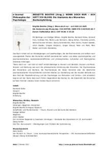 e-Journal Philosophie der Psychologie BRIGITTE BOOTHE (Hrsg.): WENN DOCH NUR – ACH HÄTT ICH BLOSS. Die Anatomie des Wunsches