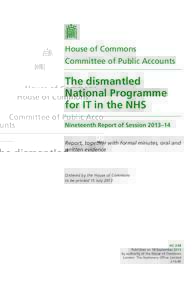 House of Commons Committee of Public Accounts The dismantled National Programme for IT in the NHS