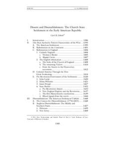 6ESB-FIN[removed]:26 AM Dissent and Disestablishment: The Church-State Settlement in the Early American Republic