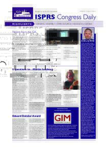 Brought to you by GIM International  FRIDAY 15 JULY 2016 ISPRS Congress Daily