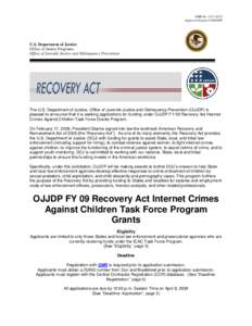 OJJDP FY 09 Recovery Act Internet Crimes Against Children Task Force Program Grants
