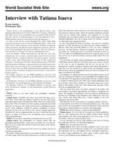 World Socialist Web Site  wsws.org Interview with Tatiana Isaeva By our reporter
