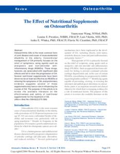 Osteoarthritis  Review The Effect of Nutritional Supplements on Osteoarthritis