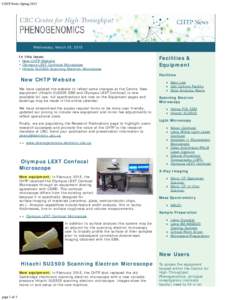 CHTP News SpringWednesday, March 25, 2015 In this issue: • New CHTP Website • Olympus LEXT Confocal Microscope
