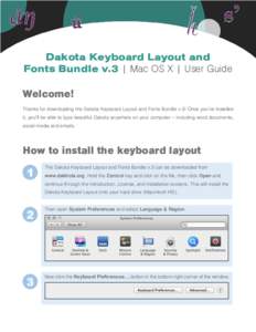 Dakota Keyboard Layout and Fonts Bundle v.3 | Mac OS X | User Guide Welcome! Thanks for downloading the Dakota Keyboard Layout and Fonts Bundle v.3! Once you’ve installed it, you’ll be able to type beautiful Dakota a