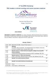 1/3  2nd EurOPDX Workshop PDX models in clinical oncology and cancer precision medicine  Seminar-Hotel Rigi am See