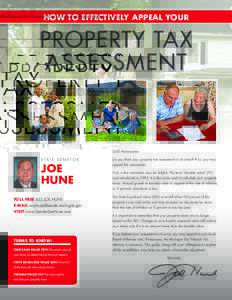 HOW TO EFFECTIVELY APPEAL YOUR  PROPERTY TAX ASSESSMENT  Dear Homeowner: