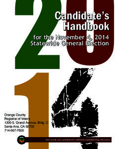 0 2 Candidate’s Handbook  for the November 4, 2014