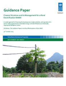 Guidance Paper Finance Structure and its Management for a Rural Electrification NAMA A model approach to financing the development, implementation, and operation of a sector-wide programme for renewable energy rural elec