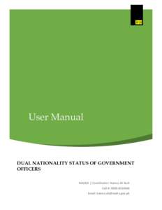 2018  User Manual DUAL NATIONALITY STATUS OF GOVERNMENT OFFICERS