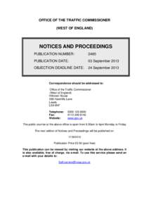 OFFICE OF THE TRAFFIC COMMISSIONER   (WEST OF ENGLAND) NOTICES AND PROCEEDINGS