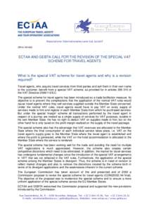 Associations Internationales sans but lucratif CR14ECTAA AND GEBTA CALL FOR THE REVISION OF THE SPECIAL VAT SCHEME FOR TRAVEL AGENTS
