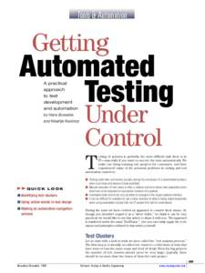 Tools & Automation  Getting Automated Testing