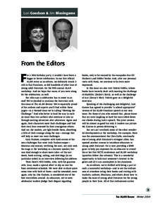 Lori Goodson & Jim Blasingame  From the Editors F