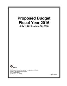Proposed Budget Fiscal Year 2016