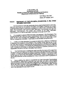 F. No — IR Government of India Ministry of Personnel, Public Grievances and Pensions (Department of Personnel and Training)  North Block, New Delhi