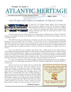 Volume 14,Issue 3 14 Newsletter of the Atlantic County Historical Society  FALL 2016