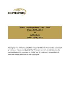 Report to Independent Expert Panel Date:  & Addendum Date: 