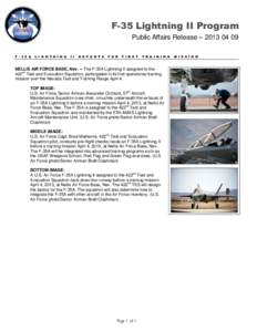 F-35 Lightning II Program Public Affairs Release – [removed]F[removed]A L I G H T N I N G