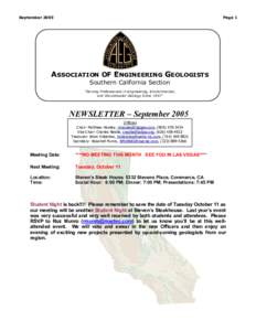 SeptemberPage 1 ASSOCIATION OF ENGINEERING GEOLOGISTS Southern California Section