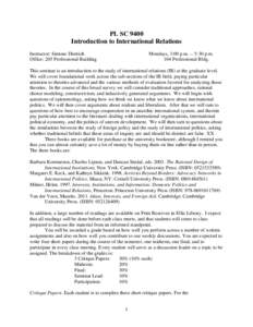 JSTOR / Helen Milner / James D. Morrow / American Political Science Review / International Organization / International security / Foreign policy / International relations / Political science / Academia