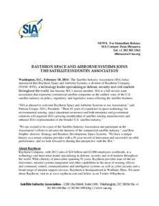 Microsoft Word - SIA Press Release - Raytheon Joins SIA[removed]FINAL
