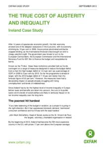 OXFAM CASE STUDY  SEPTEMBER 2013 THE TRUE COST OF AUSTERITY AND INEQUALITY