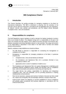 9 May 2005 Revised on 8 January 2007 BIS Compliance Charter I.