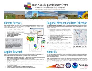Atmospheric sciences / Meteorology / Environmental data / Physical geography / Mesonet / Mesoscale meteorology / Climate / National Weather Service / National Oceanic and Atmospheric Administration / High Plains / Climate change / US Climate Reference Network