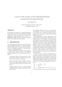 A Note on the security proof of Knudsen-Preneel construction of a hash function