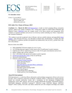 Microsoft Word - Press Release_New Clients Feb 2013.doc