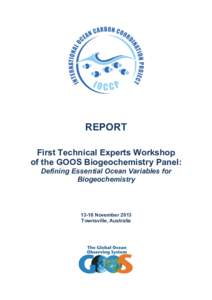 REPORT First Technical Experts Workshop of the GOOS Biogeochemistry Panel: Defining Essential Ocean Variables for Biogeochemistry